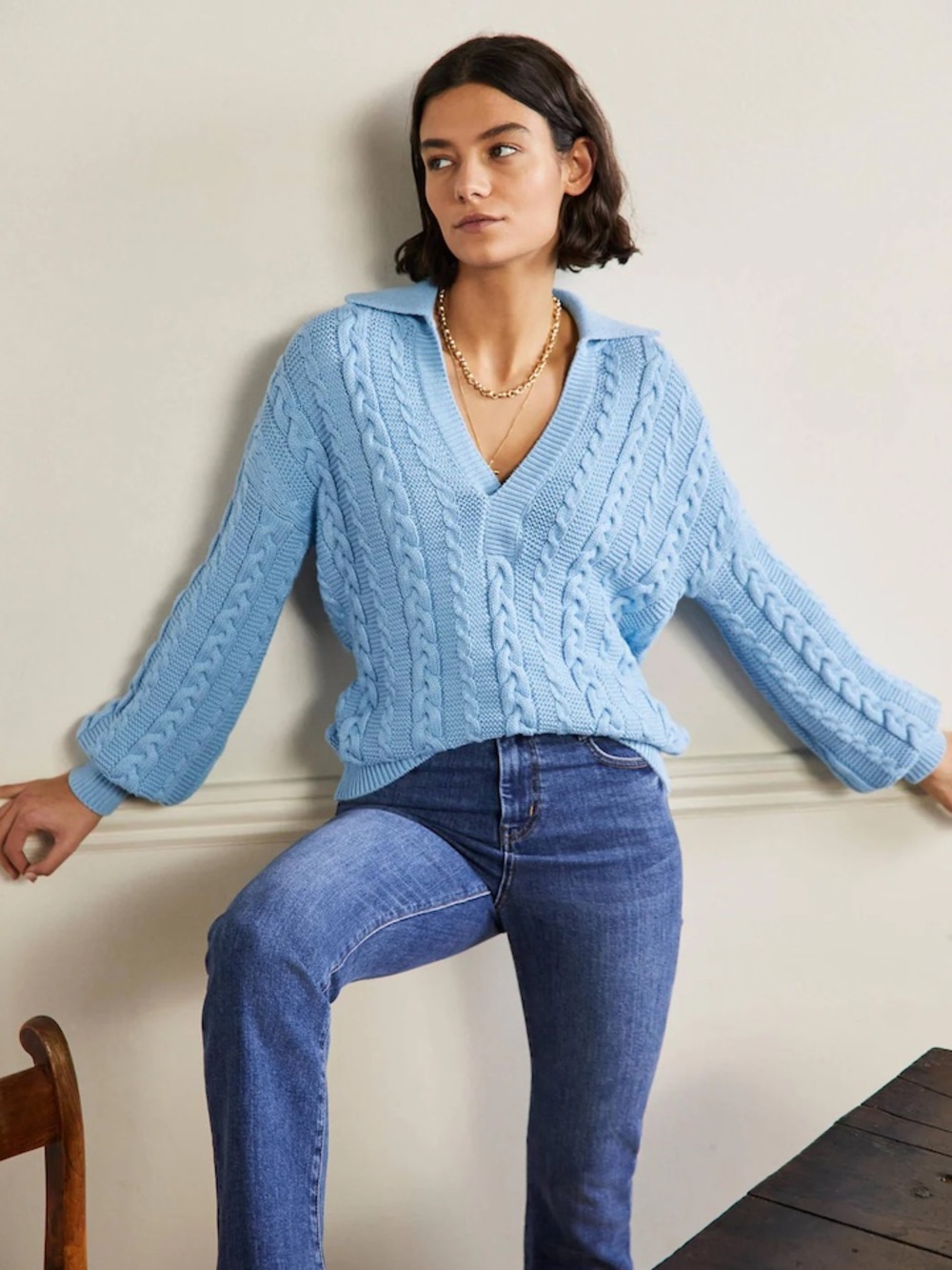 Boden Cable Knit Henley Sweater - Picture 3 of 11